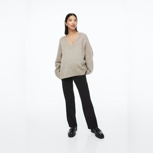 H&M MAMA black wide leg maternity dress pants —NWT, size L